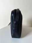 Borsa Bandoulière vintage Yves Saint Laurent in tessuto nero plastificato con riporti in pelle