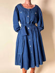 Abito chemisier Mister Luna in denim leggero con gonna a ruota e maniche a palloncino