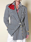 Blazer doppiopetto a righe bianche e blu “Mondí”