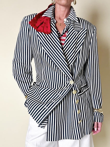 Blazer doppiopetto a righe bianche e blu “Mondí”