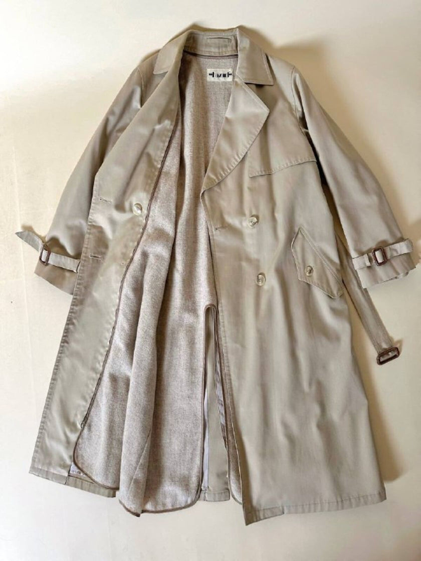 Trench in gabardine color corda con interno in lana rimovibile “Hazard”
