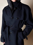 Cappotto lungo vintage in lana nera con taglio trench CGV Firenze