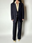 Blazer vintage Enrico Coveri You Young in rasato di lana blu notte con bottoni dorati