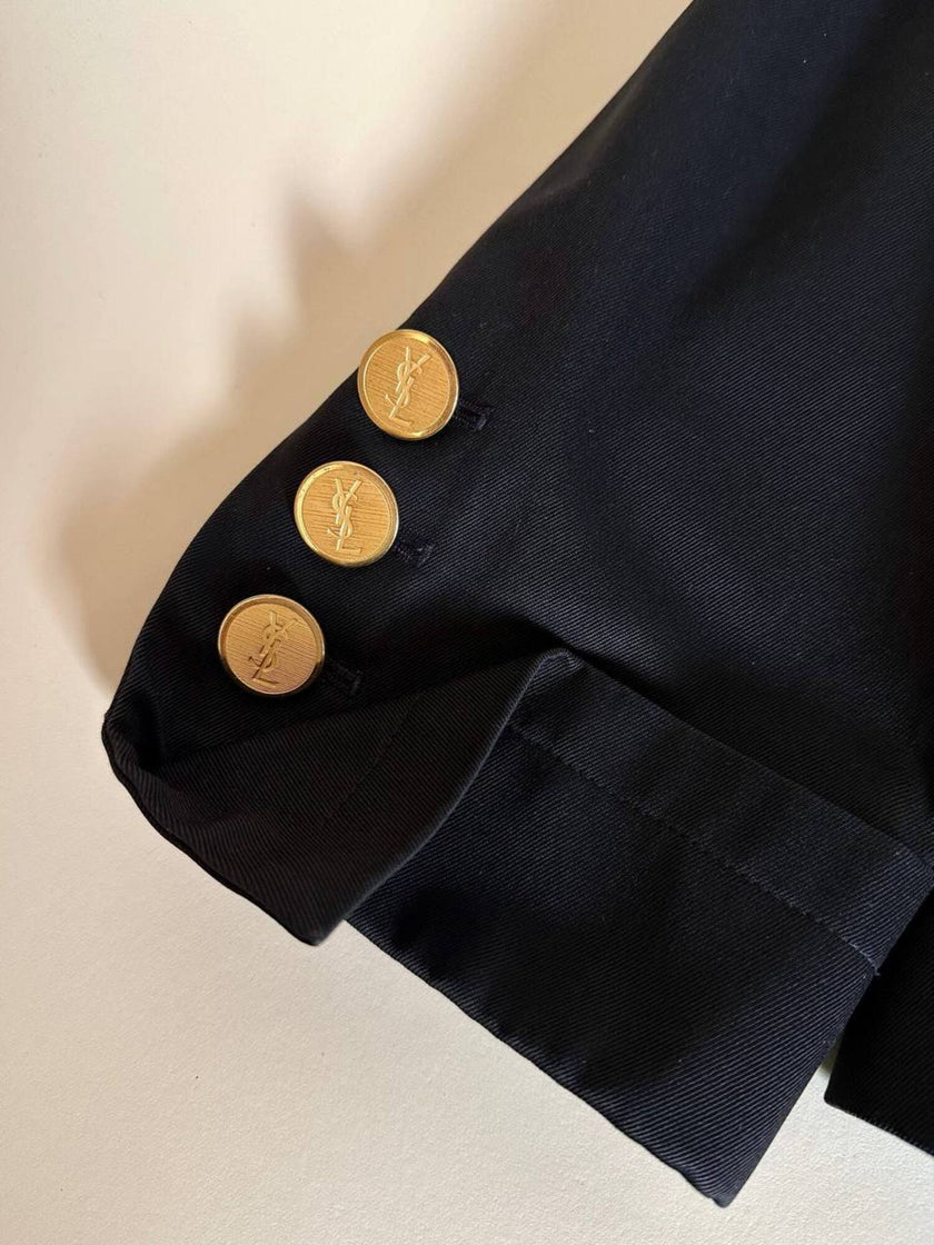 Blazer nero con bottoni gioiello dorati “Yves Saint Laurent”
