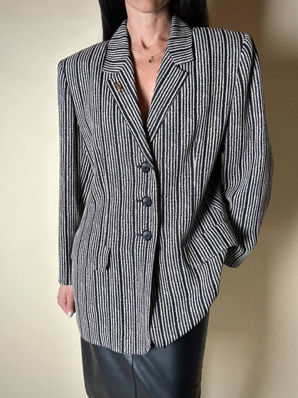 Blazer vintage Yves Saint Laurent a righe verticali panna e nero