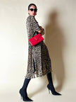 Chemisier vintage leopardato in tessuto micro plissé Henriette