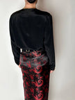Camicia vintage in misto seta nero con passamanerie ricamate e nappe couture