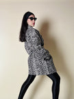 Giaccone vintage Fendissime in ecopelle bianca fantasia leopardo floccata nera