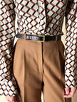 Cintura vintage Fendi in pelle nera con fibbia dorata