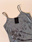 Canotta/mini dress in tessuto ologramma iridescente “Yves Saint Laurent”