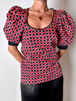 Blusa vintage Yves Saint Laurent fantasia Arlecchino con maniche a palloncino