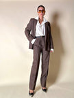 Tailleur giacca/pantalone in lana marrone chiaro “Prestige”