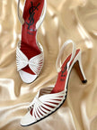 Sandali in pelle bianca con tacco a spillo “Yves Saint Laurent”