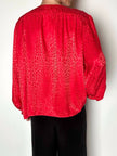 Camicia vintage Yves Saint Laurent in raso jaquard rosso con bottoni neri