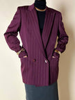 Blazer doppiopetto in rasato di lana gessato color burgundy “Gianni Versace”