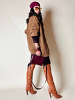 Fendissime handbag in burgundy brushed leather with gold chain jewel handle and detachable shoulder strap