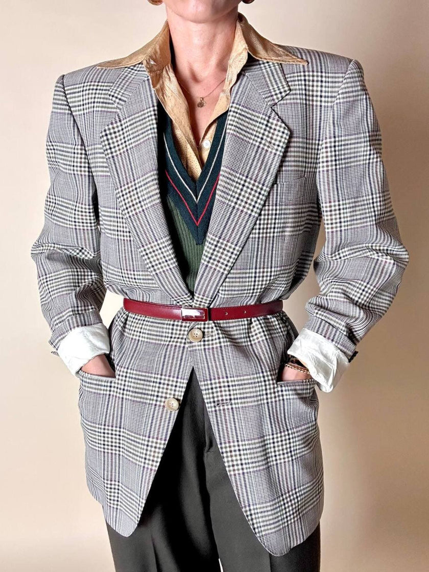 Blazer Yves Saint Laurent in rasato di lana principe di Galles