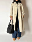 Secchiello vintage Yves Saint Laurent in tessuto nero millerighe con riporti in pelle