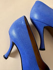 Décolleté Walter Steiger in pelle stampa lizard blu cobalto