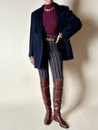 Cuissard Grey Mer stile cavallerizza in pelle marrone con morsetti dorati