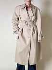 Trench in gabardine color cammello con fodera check “Mandria”