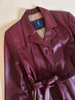 Giacca in pelle bordeaux con cintura in vita Tradition Of Quality Trade Mark Fashion Style