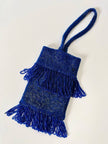 Borsetta gioiello vintage in perline di vetro bluette