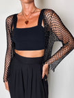 Giacca gioiello vintage in rete di perline nera Byblos Blu