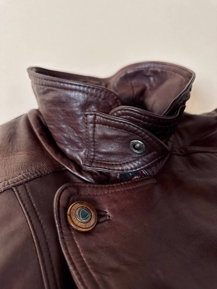 Bomber aviator in pelle color cioccolato “Laps”
