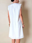 Abito tubino Yves Saint Laurent vintage bianco smanicato con spacco frontale