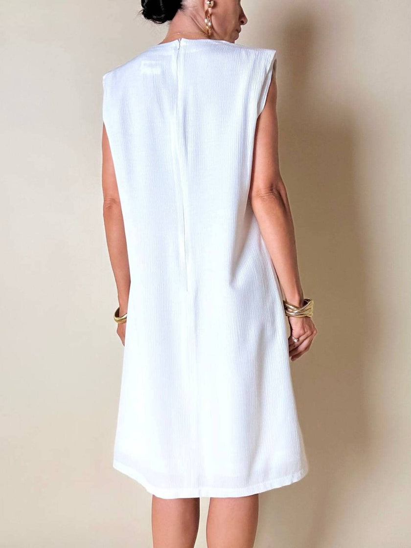 Abito tubino Yves Saint Laurent vintage bianco smanicato con spacco frontale