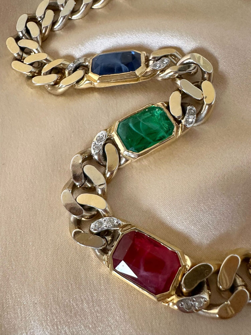 Collier in catena diamantata con pietre sintetiche multicolor “Vogue”