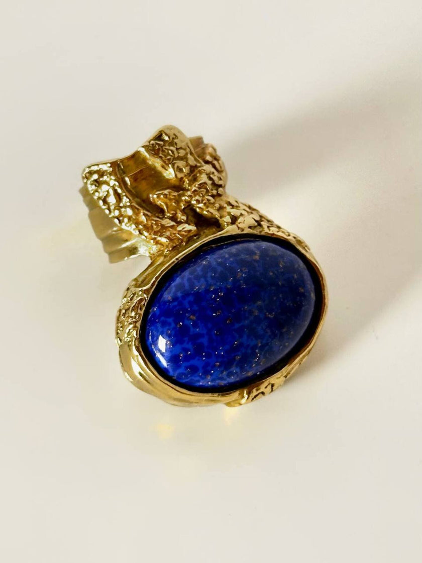 Anello Yves Saint Laurent Arty Ring con cabochon blu effetto Lapislazzuli
