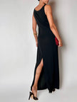 Abito lungo vintage La Perla in tessuto nero con coppe preformate e spacco posteriore