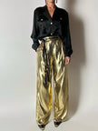 Pantalone vintage Yves Saint Laurent Rive Gauche a palazzo in seta lamé oro