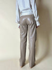 Pantalón de tiro alto de piel color crema “Grandinetti”