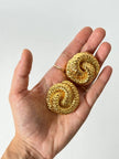 Vintage gold-tone knot clip-on statement earrings