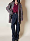 Pantalone Yves Saint Laurent a vita alta con pince in lana grigio antracite