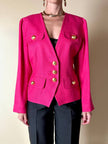 Blazer fucsia con bottoni gioiello dorati in metallo satinato “Yves Saint Laurent”