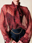 Blusa rossa in chiffon micro fantasia “Yves Saint Laurent”