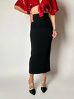 Gonna vintage Gai Mattiolo Couture modello a tubino in crèpe nero