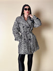 Giaccone vintage Fendissime in ecopelle bianca fantasia leopardo floccata nera