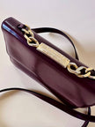 Fendissime handbag in burgundy brushed leather with gold chain jewel handle and detachable shoulder strap