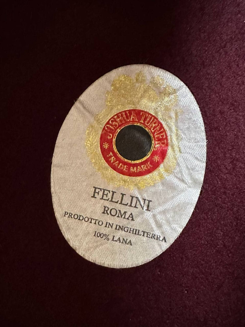 Coppola in feltro di lana bordeaux con rifinitura in pelle cuoio Fellini Roma