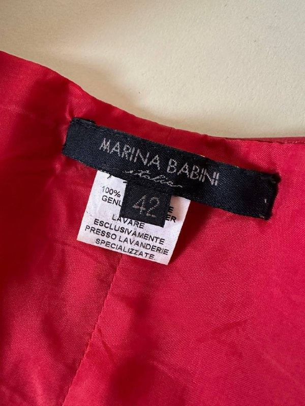 Wrap top in pelle rossa “Marina Babini”