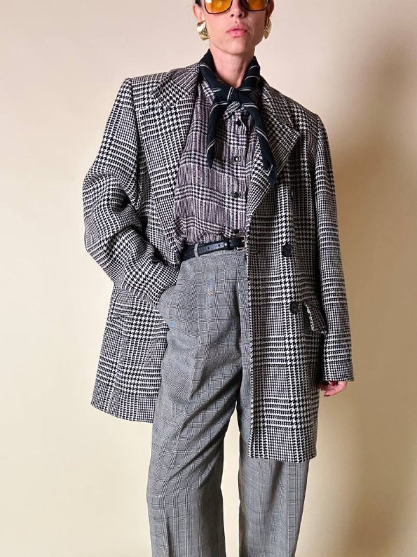 Blazer doppiopetto in lana principe di Galles “Yves Saint Laurent”