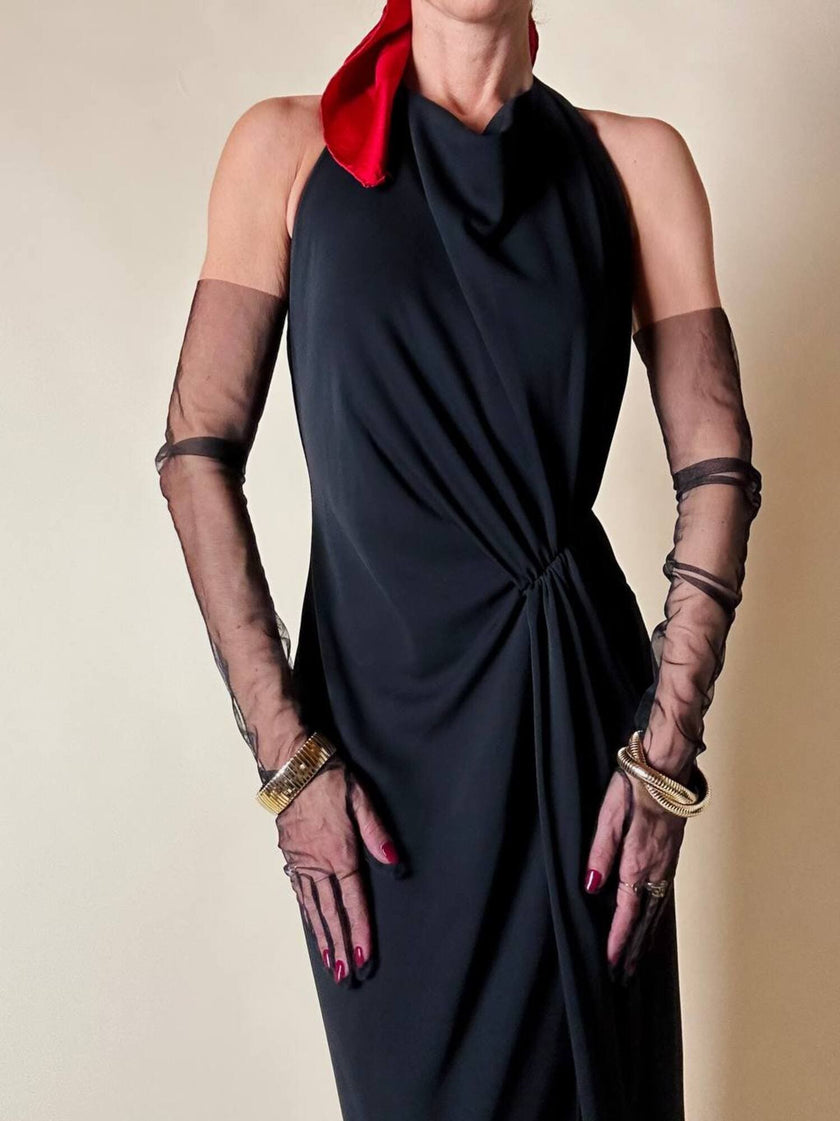 Vintage La Perla floor-length dress with a halter neckline and built-in bodysuit