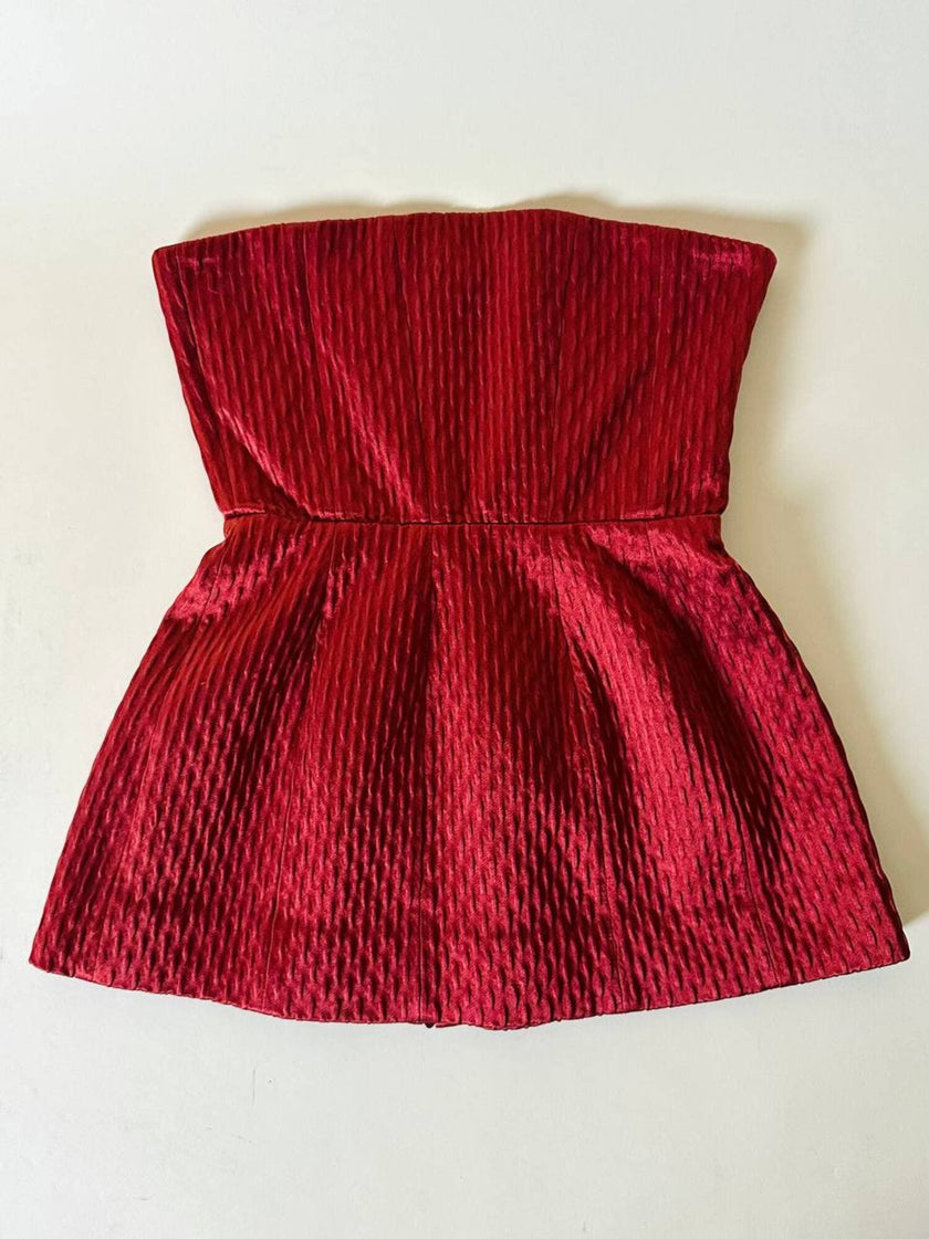 Bustier couture in seta operata rosso sangria