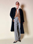 Cappotto doppiopetto oversize in lana nera