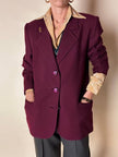 Blazer sartoriale in rasato di lana bordeaux con bottoni gioiello